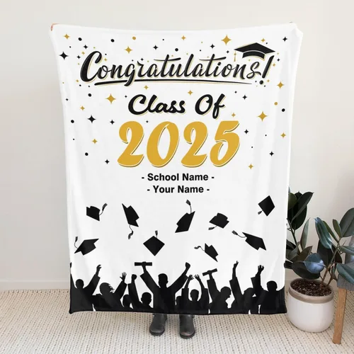 Miniatura 4 de Manta personalizada de graduación 2025, manta personalizada para regalo de graduación con nombre de la universidad, manta de felicitación
