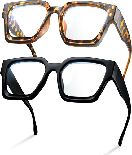Miniatura 27 de livho Marco de gafas de gran tamaño para mujer y hombre, lentes rectangulares de moda para computadora, marco elegante *Tortuga de coco