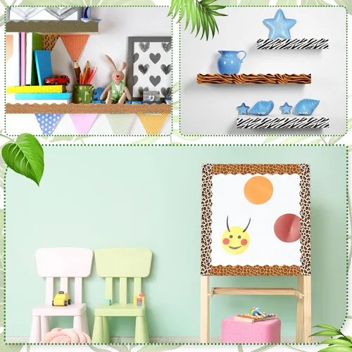 Miniatura 6 de Containlol Bordes festoneados con estampado de animales de 236 pies, diseño de safari en la selva, para el aula, para la escuela, pizarra, póster