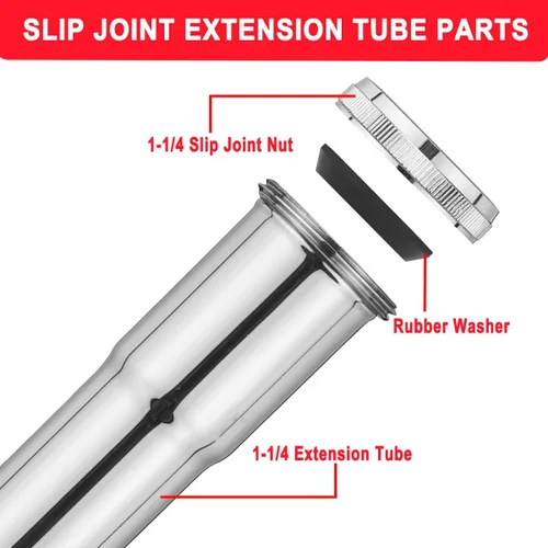 Miniatura 3 de Tubo de extensión de junta deslizante de latón de 1-1/4 de diámetro x 12 pulgadas, tubo de extensión resistente para desagüe de fregadero de baño
