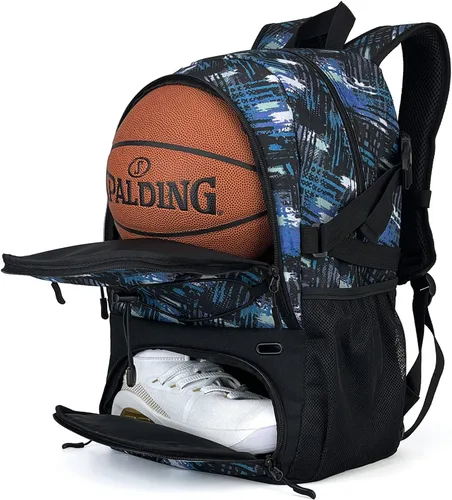 Miniatura 12 de GRANDUP - Mochila de baloncesto con compartimento para pelota y zapatos. Adecuada para voleibol, fútbol, natación, gimnasio, viajes y escuela
