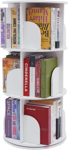 Miniatura 16 de Estantería giratoria, estantería giratoria, organizador apilable, estantería giratoria, estantería redonda, estante para libros para dormitorio