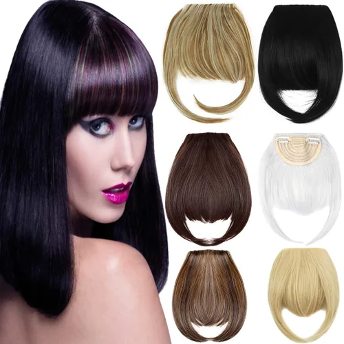 Miniatura 10 de Extensiones de cabello humano con clip, con flequillo y patillas, una pieza, clip frontal
