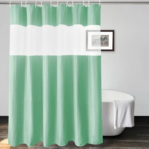Miniatura 9 de UFRIDAY Cortina de ducha extralarga de 84 pulgadas con tejido de nido de abeja blanco y ventana con malla, cortina de baño decorativa resistente