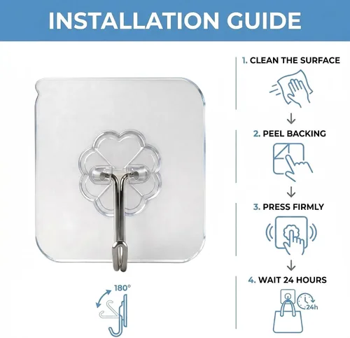 Miniatura 5 de Ganchos de pared – 33 libras máximo, transparentes, sin costuras, impermeables y resistentes al aceite, ganchos adhesivos resistentes para abrigos
