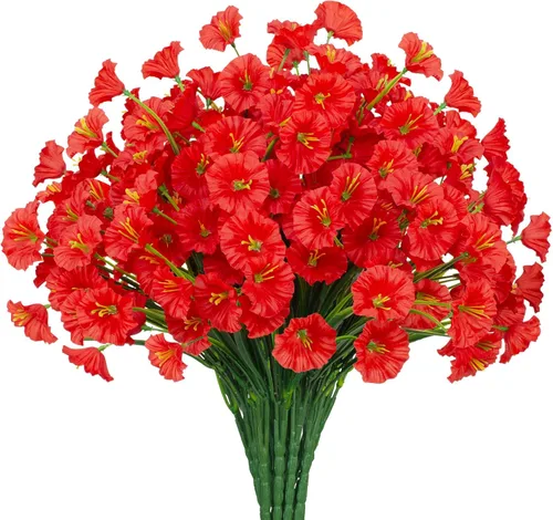 Miniatura 15 de 15 paquetes de flores artificiales resistentes a los rayos UV para exteriores, plantas sin decoloración, arbustos de plástico sintético, flores