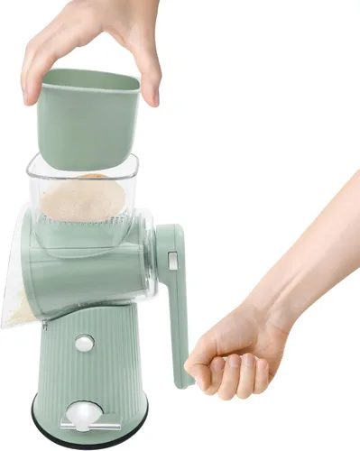 Cortador manual de verduras, lujoso cortador giratorio de verduras de acero inoxidable rápido con 5 cuchillas, cortador giratorio de alimentos para
