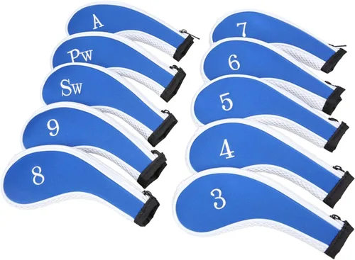 Miniatura 8 de Neopreno Cremallera Golf Club Hierro Cabeza Cubiertas Hierro Cubiertas 10pcs/Set Negro&blanco