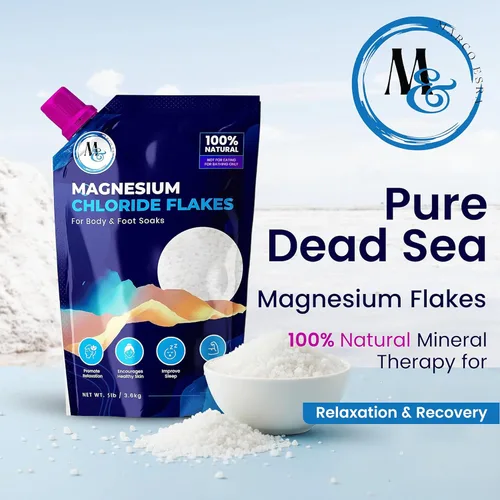 Miniatura 5 de Sales de baño de escamas de magnesio del Mar Muerto Suplemento de magnesio premium Sales de baño (5 libras)