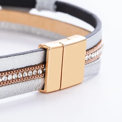 Miniatura 36 de FANCY SHINY - Pulsera de cuero estilo bohemio, pulsera de cuentas de cristal con cierre magnético, regalos de joyería para mujer