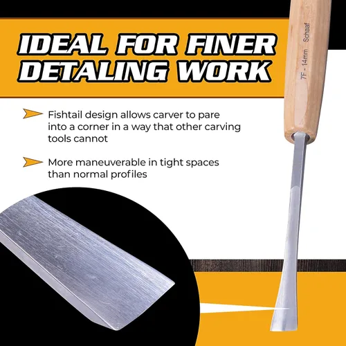 Miniatura 3 de Herramientas de tallado de madera de alta calidad, juego de 4 cinceles y gubias de cola de pez, herramientas de carpintería de acero CR-V 60, juego