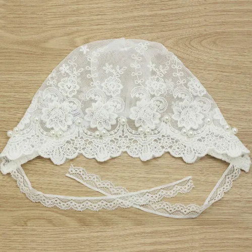 Miniatura 7 de Gorro de encaje blanco para bebé, gorro de verano para niña recién nacida, Blanco