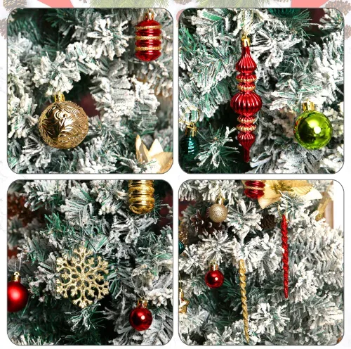 Miniatura 6 de Adornos para árbol de Navidad, paquete de 78 adornos para árbol de Navidad, bolas de Navidad rojas y verdes, doradas, inastillables, juego surtido