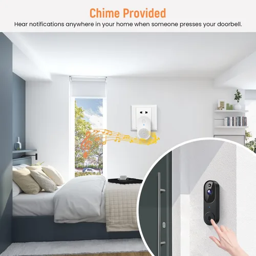 Miniatura 5 de GridTera Cámara de timbre de video inteligente inalámbrica, detección humana con IA y alertas instantáneas, visión nocturna, audio de 2 vías