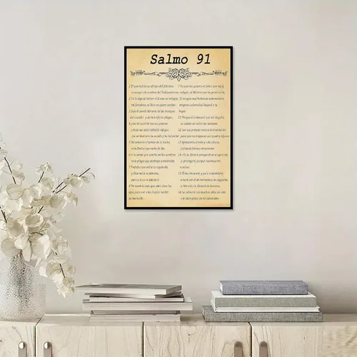 Miniatura 5 de Salmo 91 En Español Para Pared Versículo de la Biblia Arte de Pared Escritura Escritura Enmarcado Salmo bíblico 91 Pintura en lienzo Sala de oración