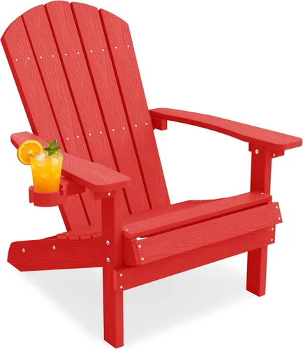 Miniatura 39 de YEFU Silla Adirondack de plástico resistente a la intemperie, sillas de patio con instalación fácil en 5 pasos, se ve exactamente como madera real