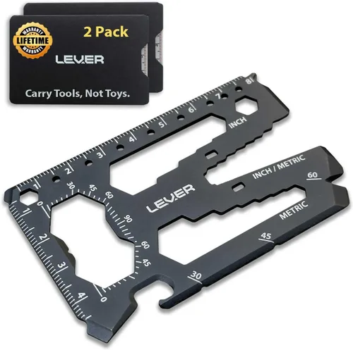 Multiherramienta Lever Gear Toolcard Pro - 40 en 1, tamaño de tarjeta de crédito. Tarjeta de supervivencia y cartera de bolsillo, minimalista y