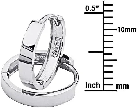 Miniatura 2 de Aretes de aro de oro blanco de 14 k y 0.098 in de grosor (0.512 x 0.512 in), Metal