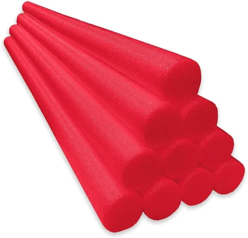 Oodles of Noodles Fideos sólidos de espuma de lujo para piscina, paquete de 10 unidades de 55 pulgadas de longitud Rojo