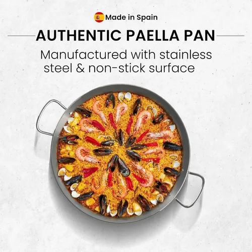 Miniatura 2 de Machika Sartén de acero inoxidable Utensilios de cocina de acero inoxidable Sartén de inducción para recetas de paella y arroz Ideal