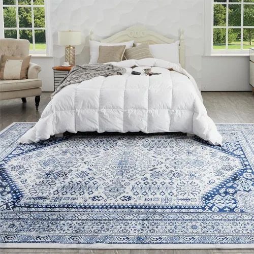 Miniatura 167 de Syalife 4x6 Alfombra Lavable para Área, Ultra Suave Antideslizante, Pila Baja, Alfombra Vintage Resistente a Manchas para Sala de Estar, Alfombra