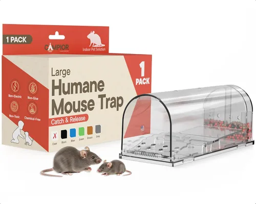 Trampa transparente para ratones, paquete de 1, trampas para ratones en vivo para atrapar y liberar para interiores y exteriores, segura para