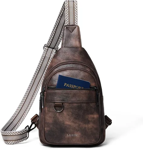Miniatura 11 de Leresas Bolso bandolera de 7L para mujeres y hombres, de cuero vegano, bolsos cruzados, riñonera, monedero, mochila sobre el hombro, bolsa antirrobo