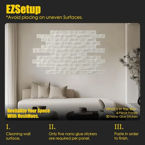 Miniatura 6 de Paquete de 6 paneles acústicos de pared con absorción de sonido, 6 paneles acústicos decorativos de 24 x 24 pulgadas, diseño de ladrillo que absorbe