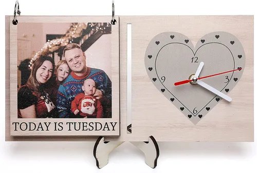Relojes de pared personalizados con 7 fotos, reloj silencioso de madera con nombre, regalos para sala de estar, oficina, decoración del hogar