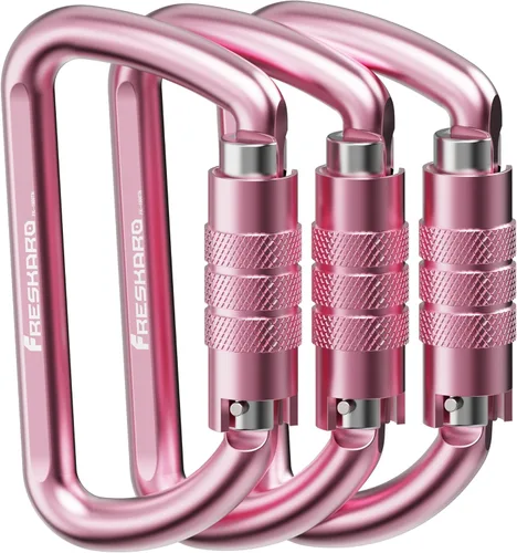 Miniatura 10 de FresKaro Clips de Mosquetón con Bloqueo Automático de 3 pulgadas, 12 kN-2698 libras, Forma D Sólida, Aluminio 7075 de Servicio Pesado, Ligero, 1.09