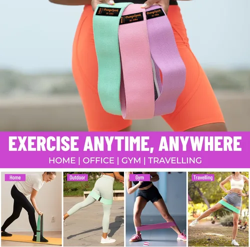 Miniatura 3 de Bandas de resistencia: bandas de entrenamiento de primera calidad para mujeres y hombres, juego de 3 bandas elásticas para glúteos, piernas, pilates