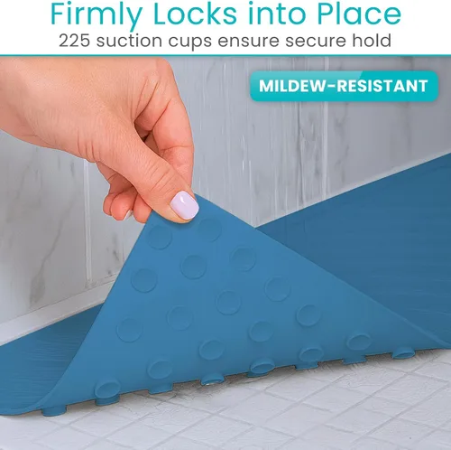 Miniatura 4 de Vive Tapete de baño antideslizante con ventosas, tapete de goma extragrande de 28 x 16 pulgadas para seguridad y comodidad, agarre patentado que