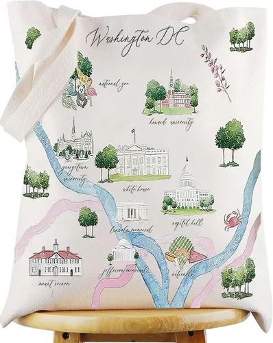 Miniatura 9 de WZMPA Bolsa de cosméticos con mapa de la ciudad de Washington DC, regalo de recuerdo de viaje, bolsa de maquillaje con cremallera para familiares