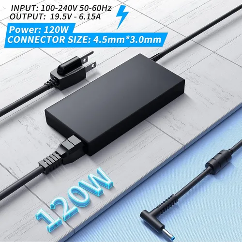 Miniatura 2 de VHBW Adaptador de corriente de repuesto para HP 120 W compatible con HP USB-C Dock G5 L41856-001 TPN-LA18 5TW13AA Envy 15 17 Series Omen 15-5000