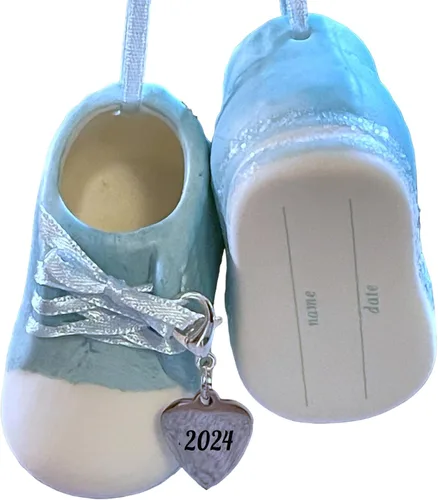 Miniatura 22 de Ganz Zapatos de bebé niña adornos personalizados rosa fechado 2023 botines de adorno de la primera Navidad para nuevos padres, nacimiento