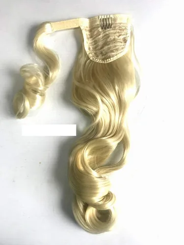 Miniatura 12 de SHOWTIME Extensiones de cola de caballo onduladas con clip de garra de 14 pulgadas, color rubio platino claro decolorado #613, fibra resistente al