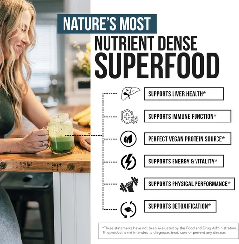Miniatura 2 de Polvo de espirulina orgánica – Hecho con espirulina Parry®, conocida por su pureza superior y densidad de nutrientes – Agricultura vegana – No