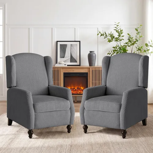 Miniatura 25 de Silla reclinable PALLOME con respaldo alto, asiento con masaje y calor, tapizado de tela, con respaldo acolchado, silla reclinable para sala de Beige