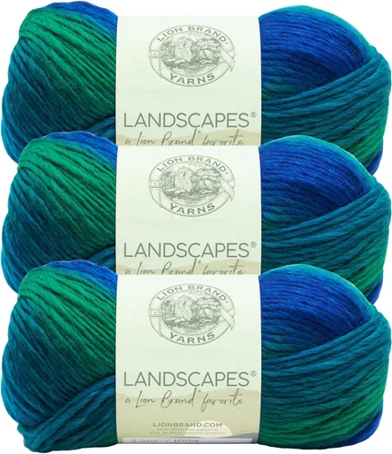 Lion Brand Landscapes - Ovillo de lana (3 unidades) Blue Lagoon