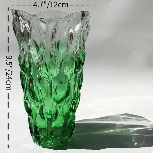 Florero de cristal irrompible de 3.5 libras, 9.5 pulgadas, florero brillante estilo bohemio, para centros de mesa, cocina, oficina, sala de estar,