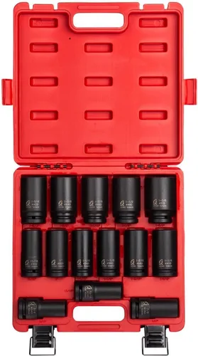 Miniatura 2 de SUNEX TOOLS 4638, Juego de llaves de vaso de impacto profundo de 3/4 de pulgada, 14 piezas, SAE, 3/4" - 1-5/8", acero de aleación Cr-Mo, diseño