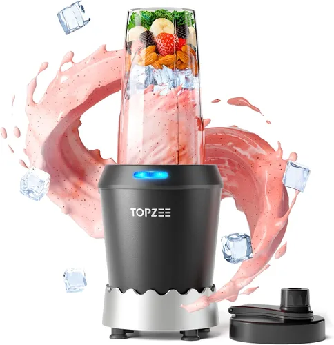 TOPZEE Licuadora Personal de Batidos - Licuadora de 1000W de Una Sola Porción con Tazas de Viaje Portátiles de 24oz, Ideal para Batidos de Proteína,
