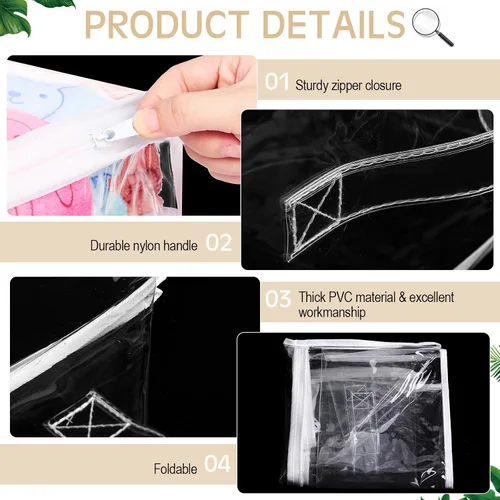 Miniatura 3 de Windyun 16 bolsas de almacenamiento de vinilo transparente con cremallera con asa, bolsas de almacenamiento de mantas de plástico para suéter, ropa
