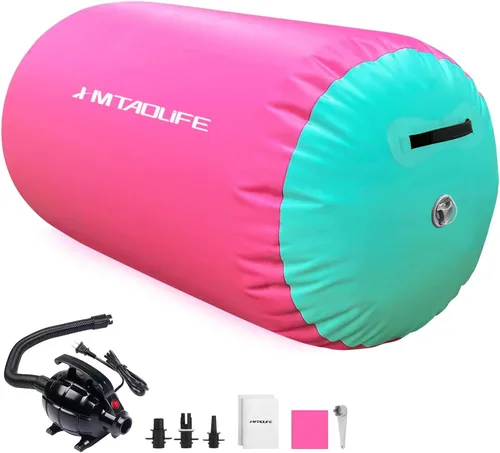 Miniatura 8 de Gymnastics Air Roller Air Barrel, Inflatable Tumble Roller Mat, Air Roller Gymnastics Barrel Kids Back Somersault Backbend Trainer for Yoga Training
