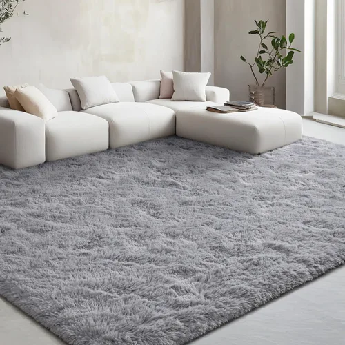 Miniatura 119 de EVOIONOS - Alfombra redonda gris para dormitorio, 5x5 pies; alfombras circulares suaves y esponjosas para sala de estar, alfombras de felpa peludas