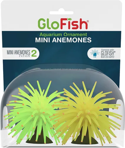 Miniatura 6 de GloFish Adorno de anémona, adorno detallado de acuario, verde grande, crea un efecto brillante (paquete de 1)