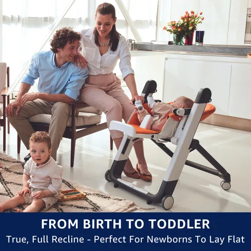 Miniatura 4 de Peg Perego Siesta, Silla Alta Plegable y Reclinable Crece Con el Bebé, Altura Ajustable, Limpieza Rápida y Ruedas Fáciles de Empujar para Bebés