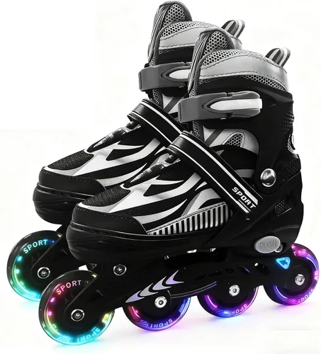 Patines en línea ajustables para niños y niñas de 4 a 16 años, todas las 8 ruedas de los patines en línea se iluminan, patines en línea para niños y