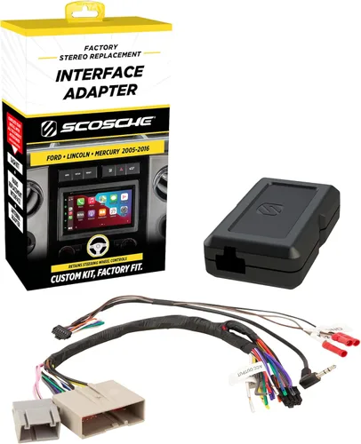 Kit de adaptador de interfaz de reemplazo de estéreo de fábrica Scosche FD5K-WP, compatible con selectos Ford, Lincoln y Mercury de 2005-2016, arnés
