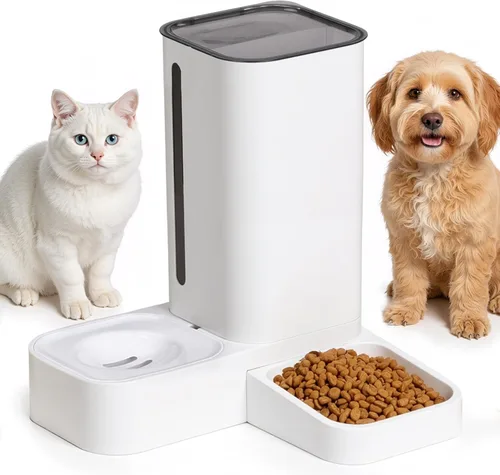 Comedero automático para perros y gatos – Tazón de alimentación por gravedad – Dispensador de agua para mascotas – 12.5 x 12.5 x 12.2 pulgadas –